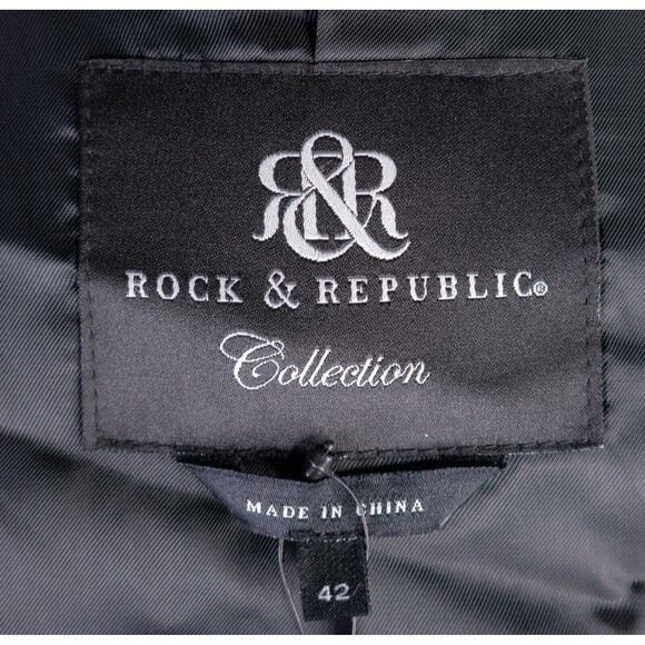 Rock & Republic Blazer 42L Gray Solid Sport Coat Suit Jacket Blazer Wool/Spandex - Picture 10 of 14